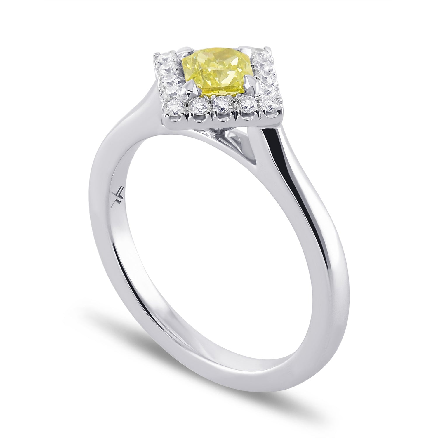 Fancy Intense Green Yellow Radiant Halo Diamond Ring
