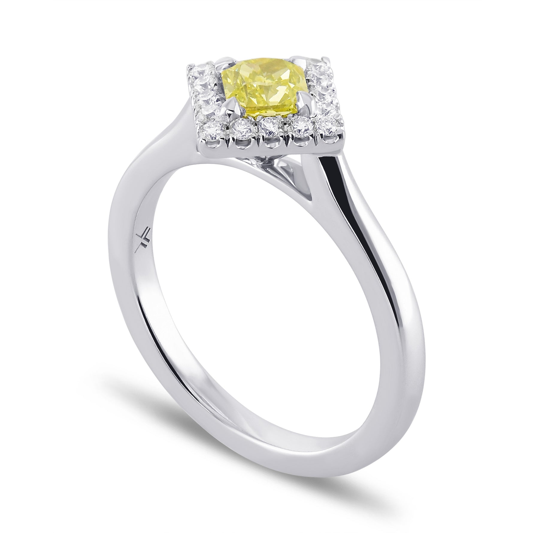 Fancy Intense Green Yellow Radiant Halo Diamond Ring