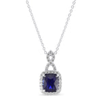 Cushion Sapphire and Diamond Halo Pendant