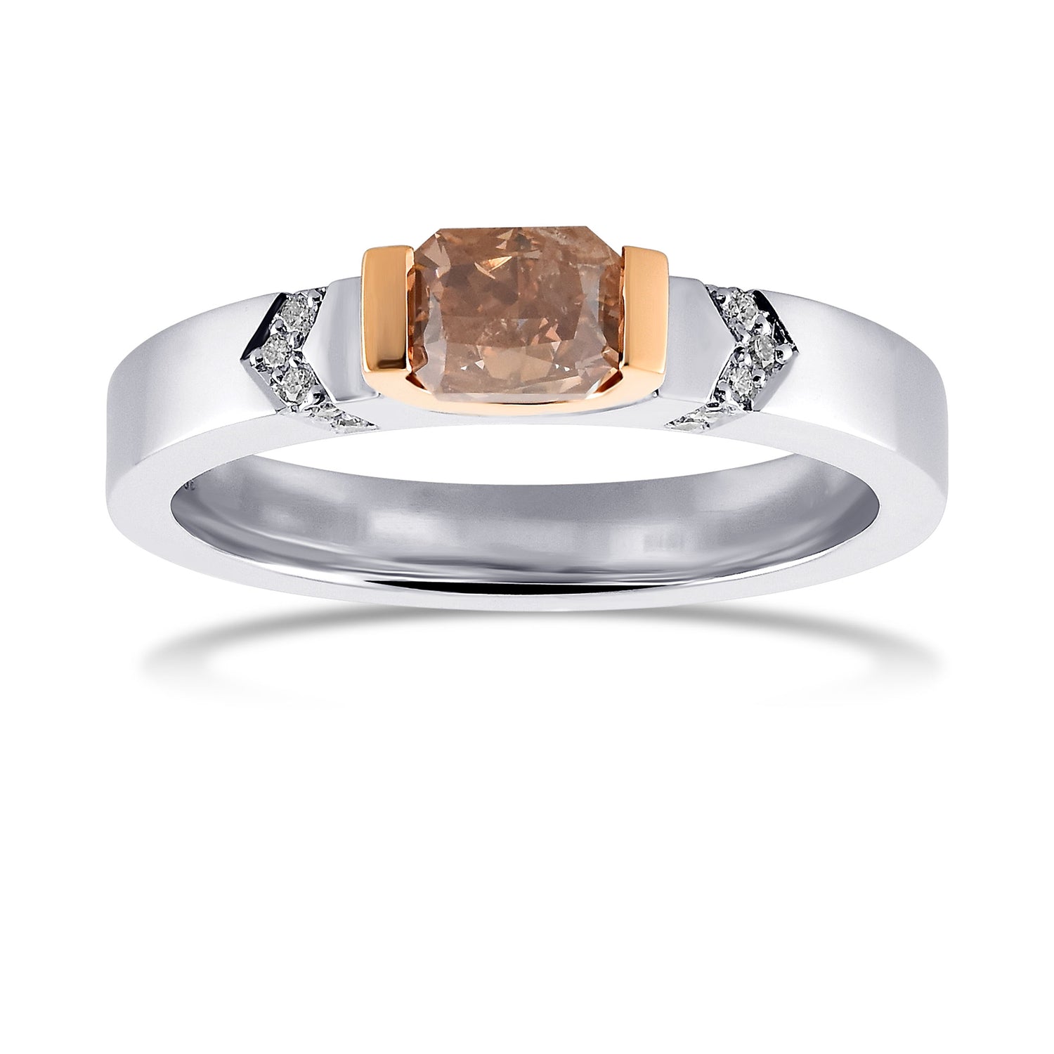 Fancy Brown Pink Radiant Solitaire Diamond Ring