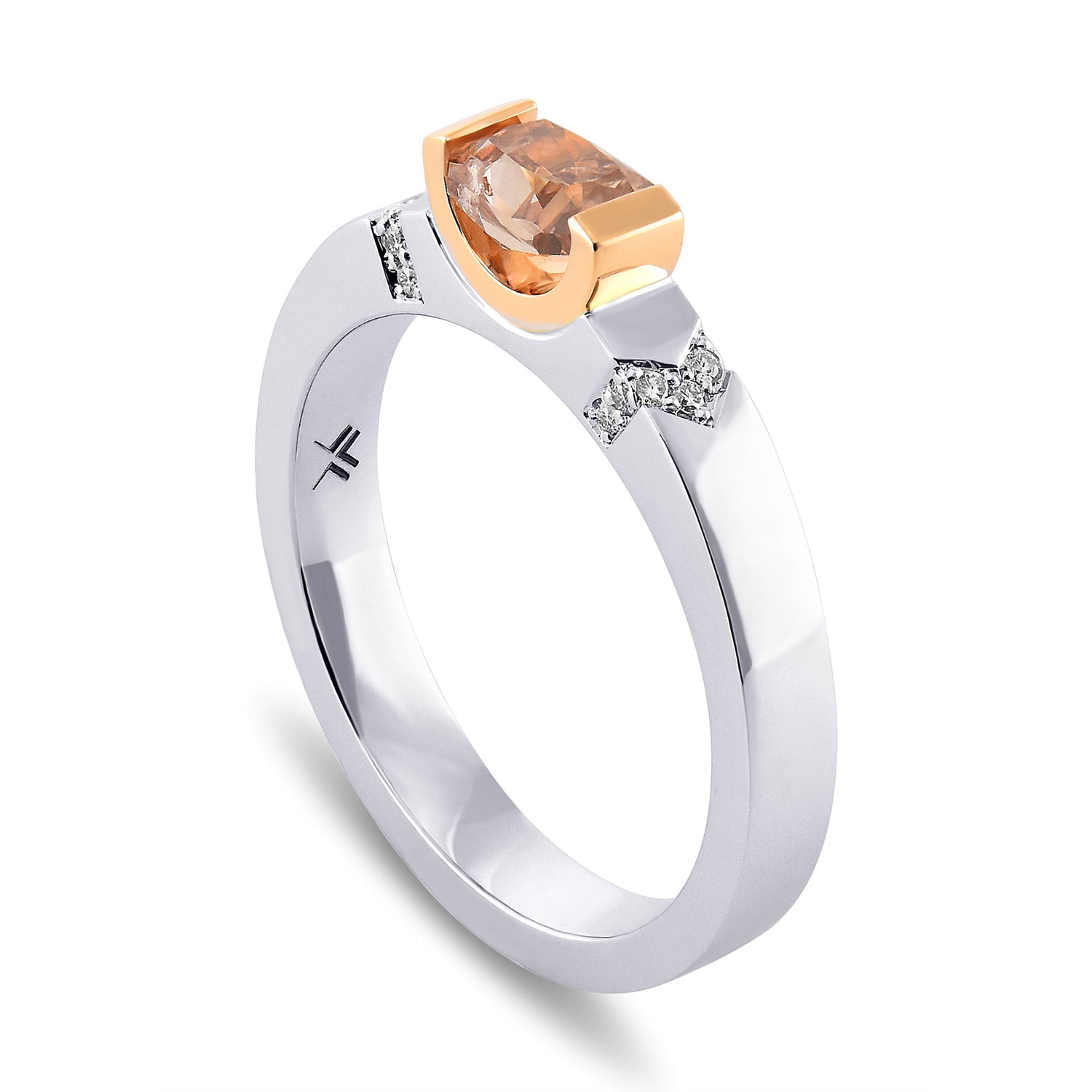 Fancy Brown Pink Radiant Solitaire Diamond Ring