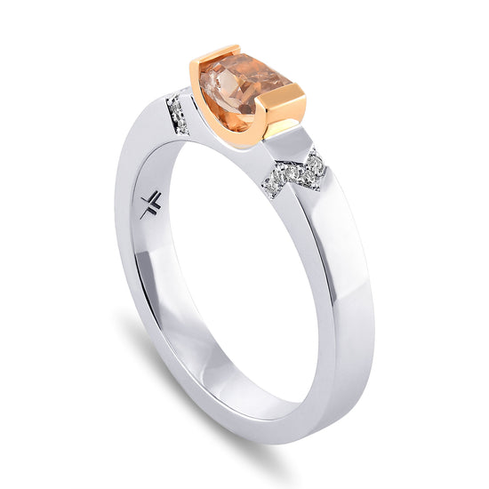Fancy Brown Pink Radiant Solitaire Diamond Ring
