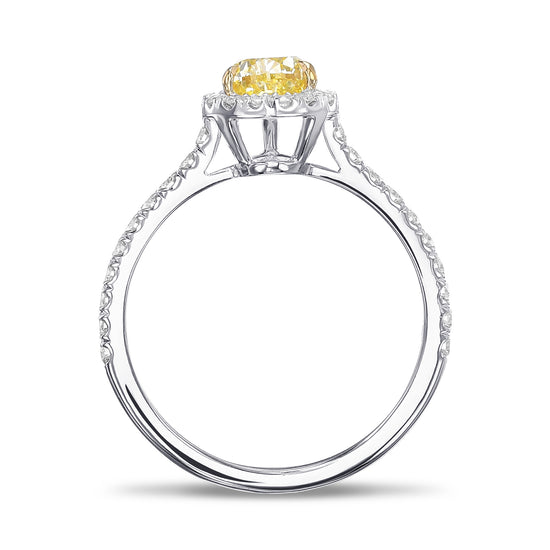 Fancy Yellow Pear Halo Diamond Ring