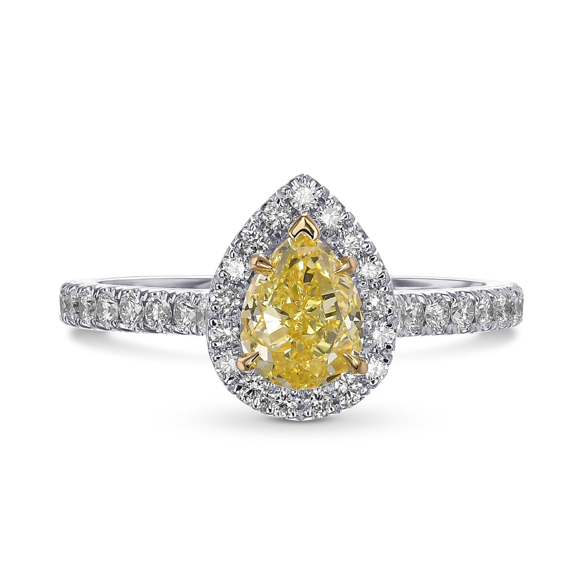 Fancy Yellow Pear Halo Diamond Ring