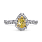 Fancy Yellow Pear Halo Diamond Ring