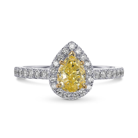 Fancy Yellow Pear Halo Diamond Ring