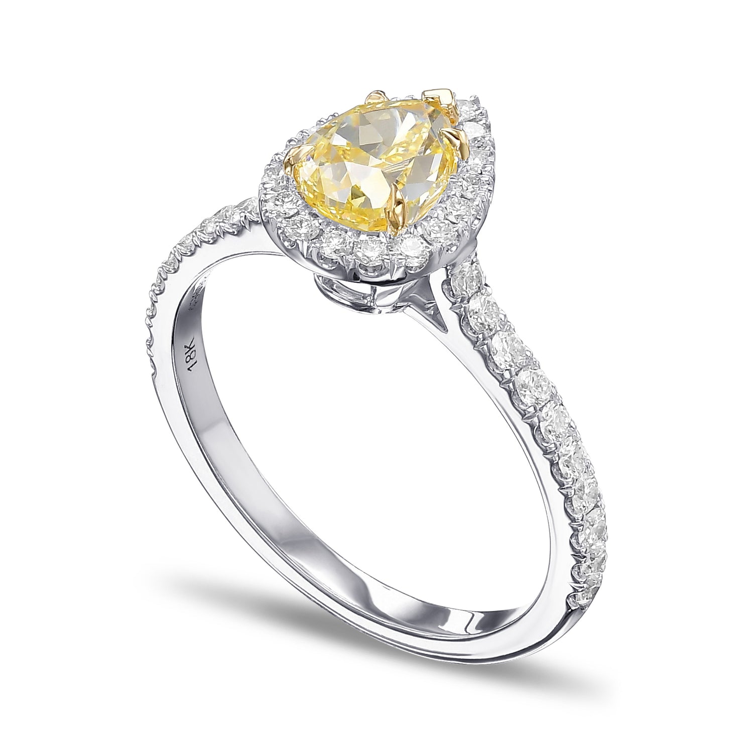 Fancy Yellow Pear Halo Diamond Ring