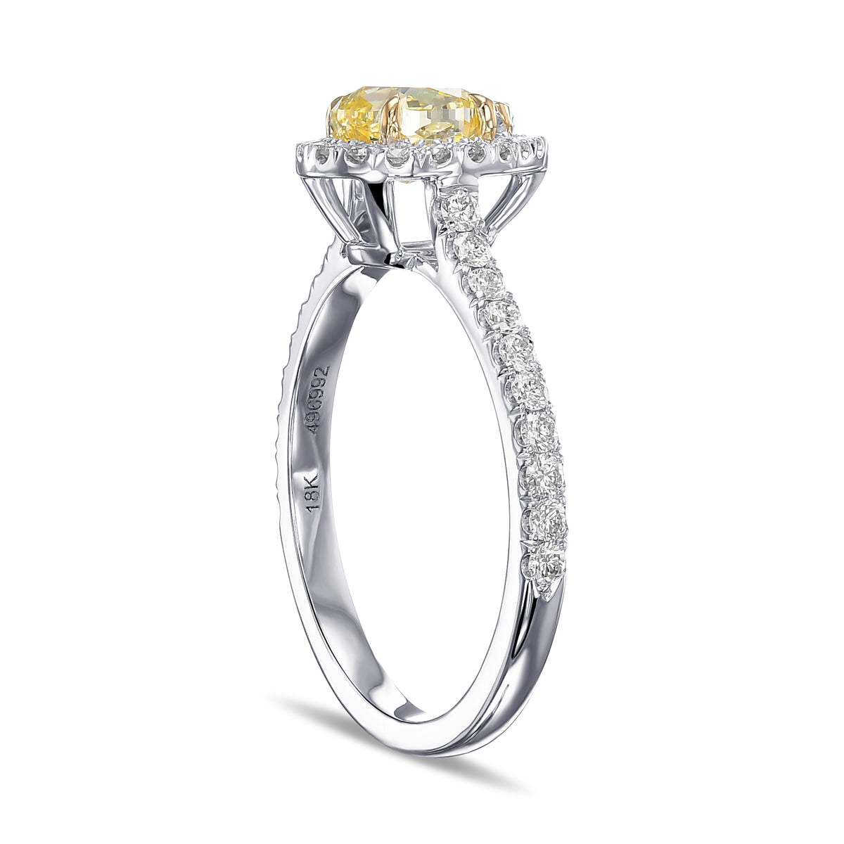 Fancy Yellow Pear Halo Diamond Ring