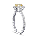 Fancy Yellow Pear Halo Diamond Ring
