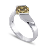 Fancy Dark Yellowish Green Gray Radiant Solitaire Diamond Ring