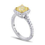 Fancy Yellow Radiant Halo Diamond Ring