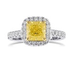 Fancy Yellow Radiant Halo Diamond Ring