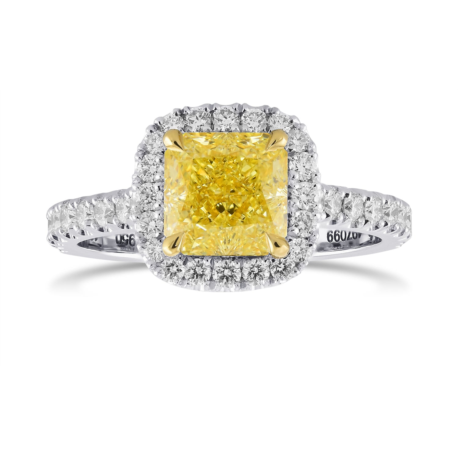 Fancy Yellow Radiant Halo Diamond Ring