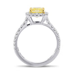 Fancy Yellow Radiant Halo Diamond Ring