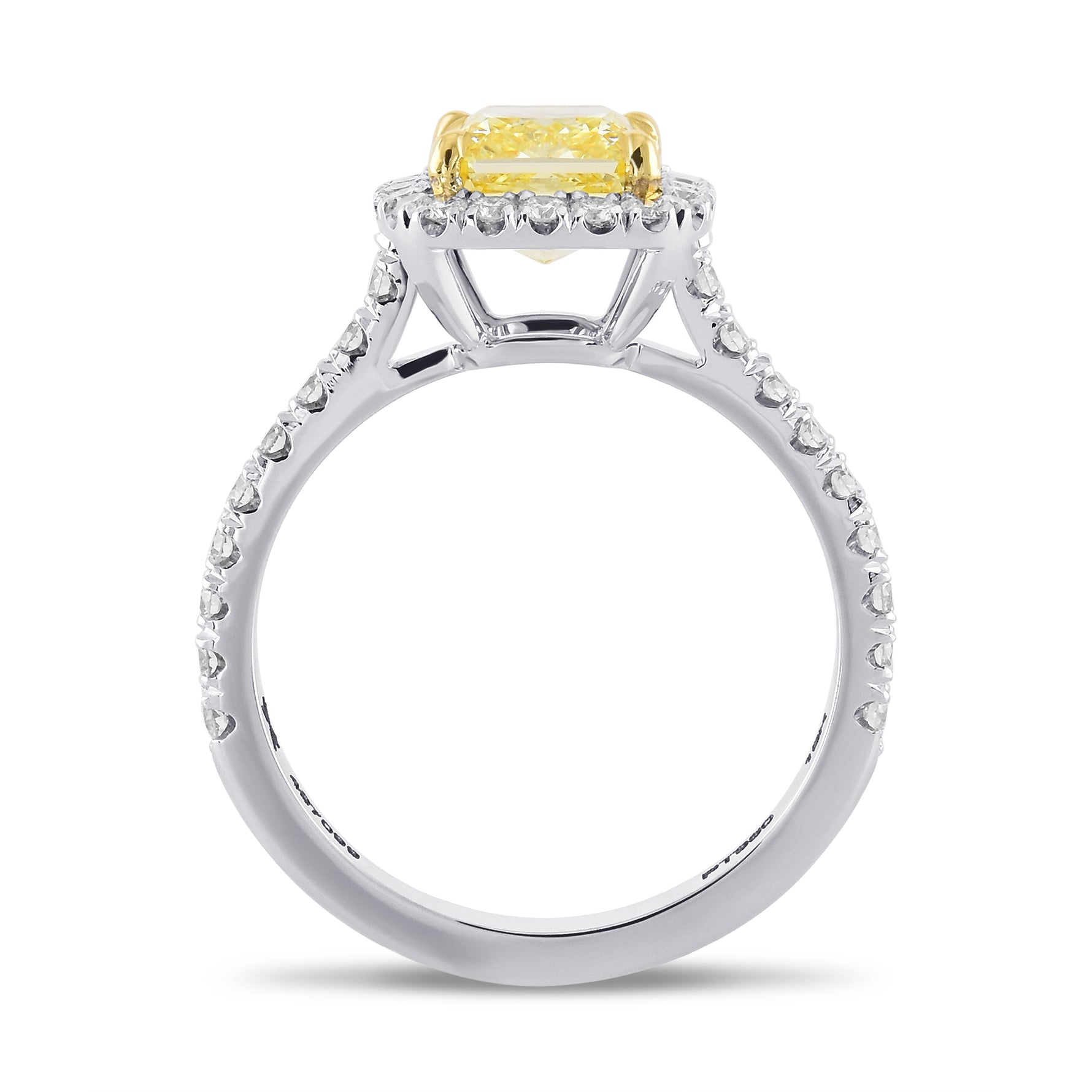 Fancy Yellow Radiant Halo Diamond Ring