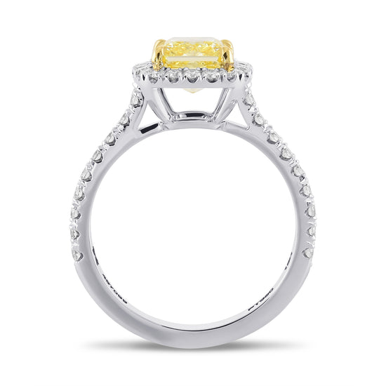Fancy Yellow Radiant Halo Diamond Ring