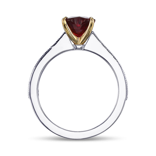 Heart Ruby and Diamond Side-Stone Ring