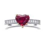 Heart Ruby and Diamond Side-Stone Ring