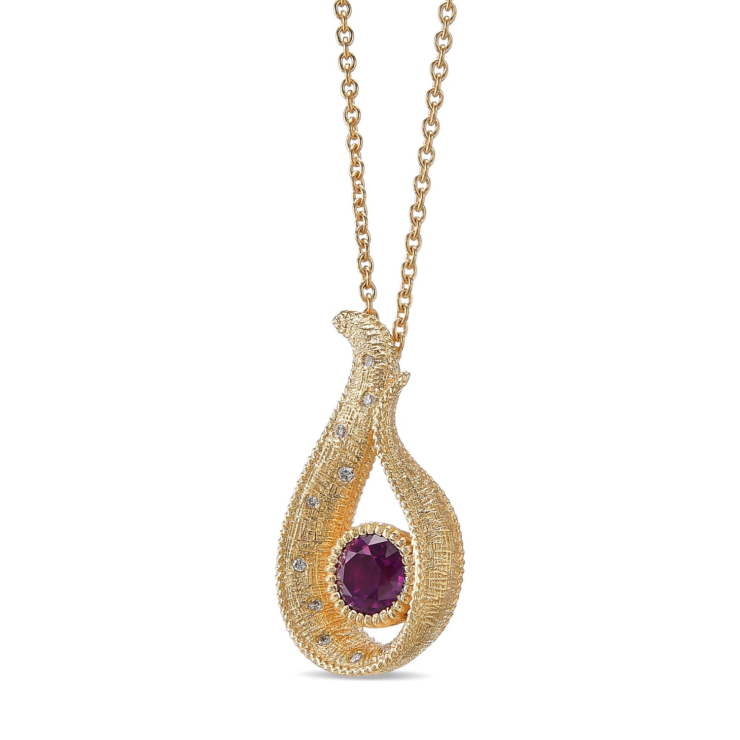 Round Red Ruby Drop Pendant