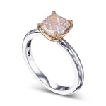 Fancy Brownish Pink Cushion Solitaire Diamond Ring