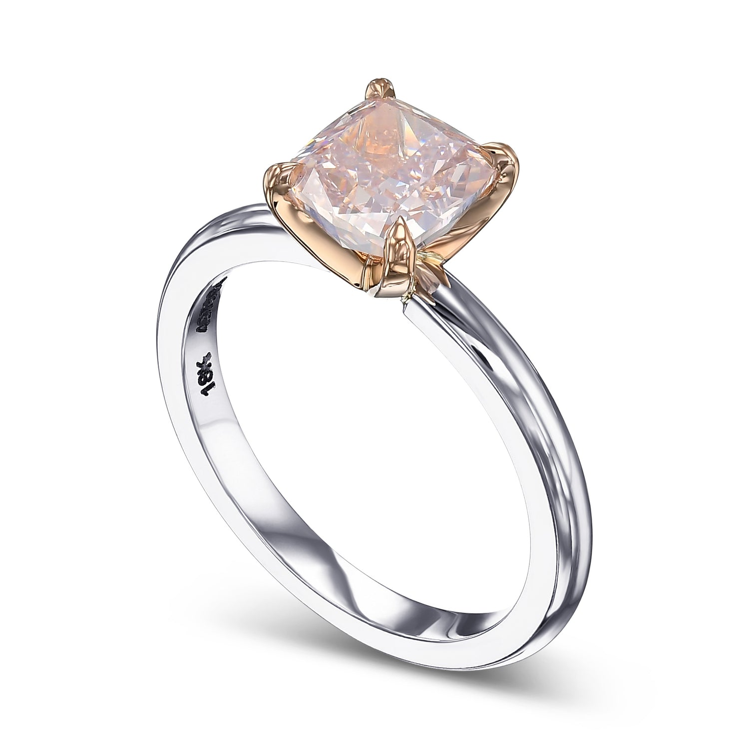 Fancy Brownish Pink Cushion Solitaire Diamond Ring