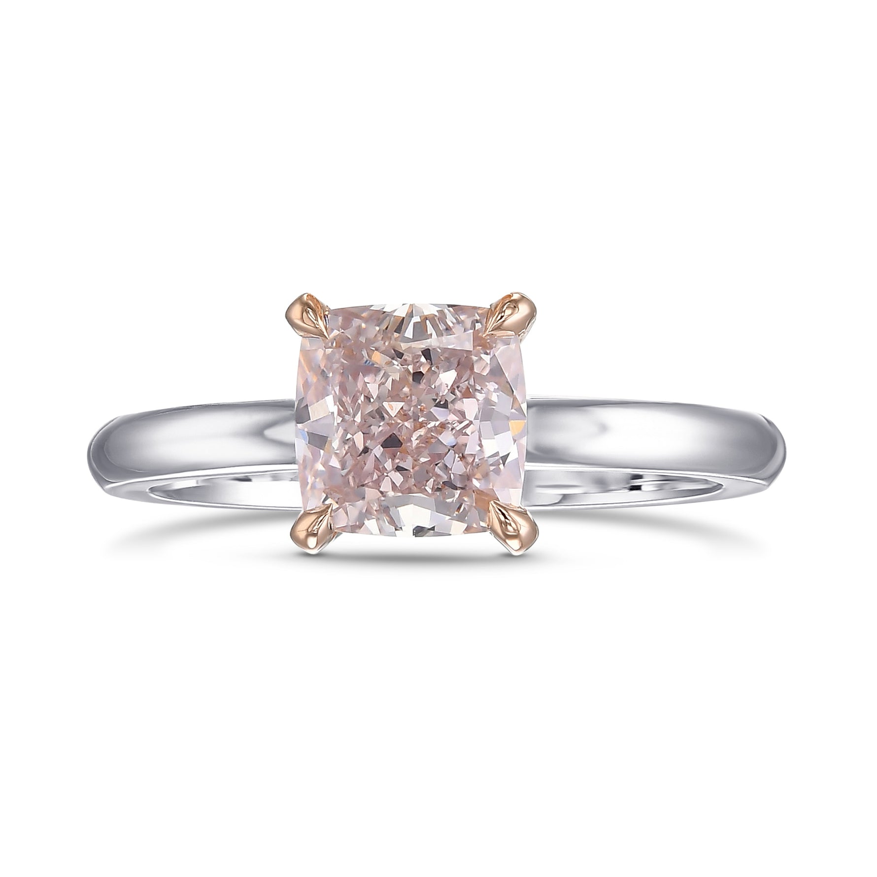 Fancy Brownish Pink Cushion Solitaire Diamond Ring