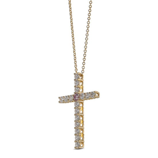 Custom Pink Diamond Cross Pendant 