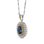 Oval Sapphire Double Halo Pendant