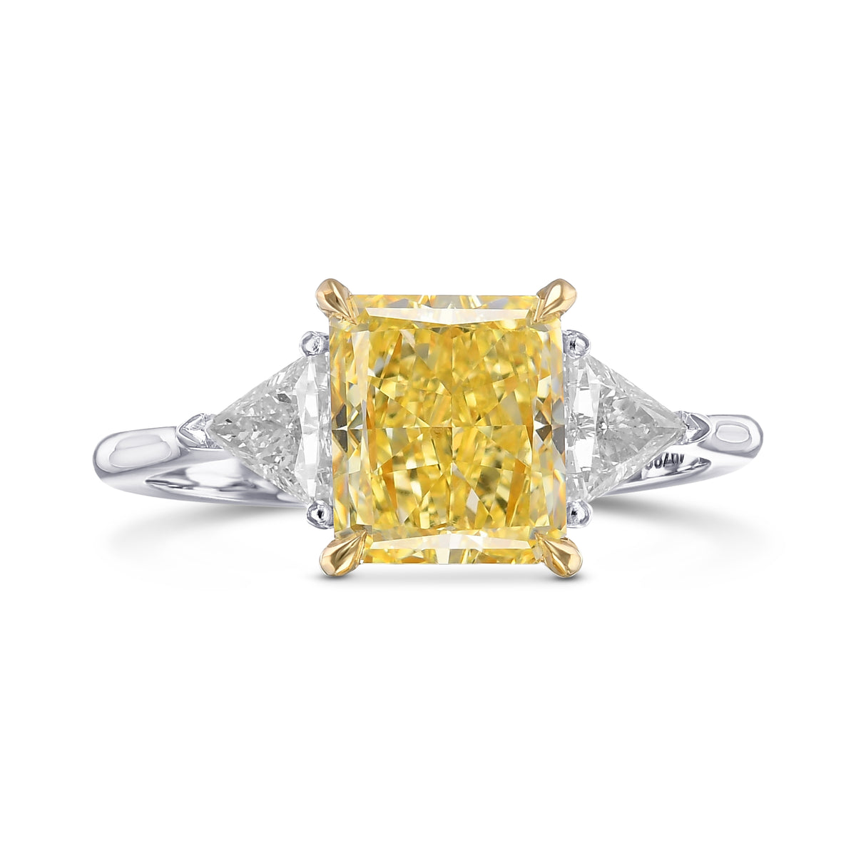 Fancy Yellow Radiant & Triangle 3-stone Diamond Ring