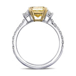 Fancy Intense Yellow Radiant Diamond 3 Stones Ring