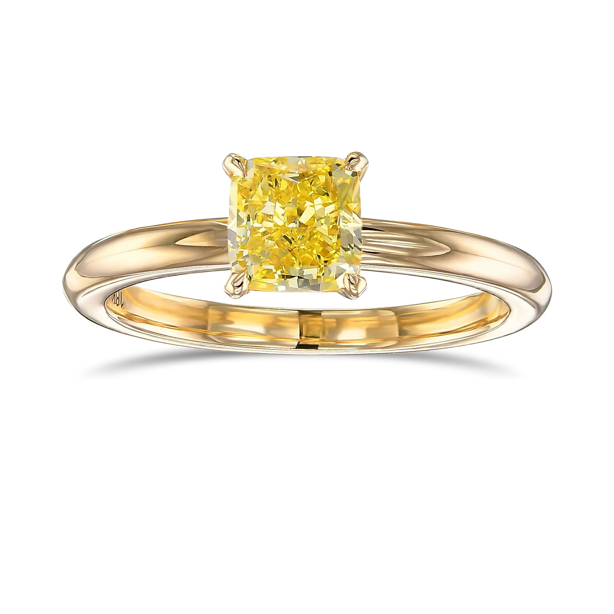 Fancy Intense Yellow Cushion Solitaire Ring