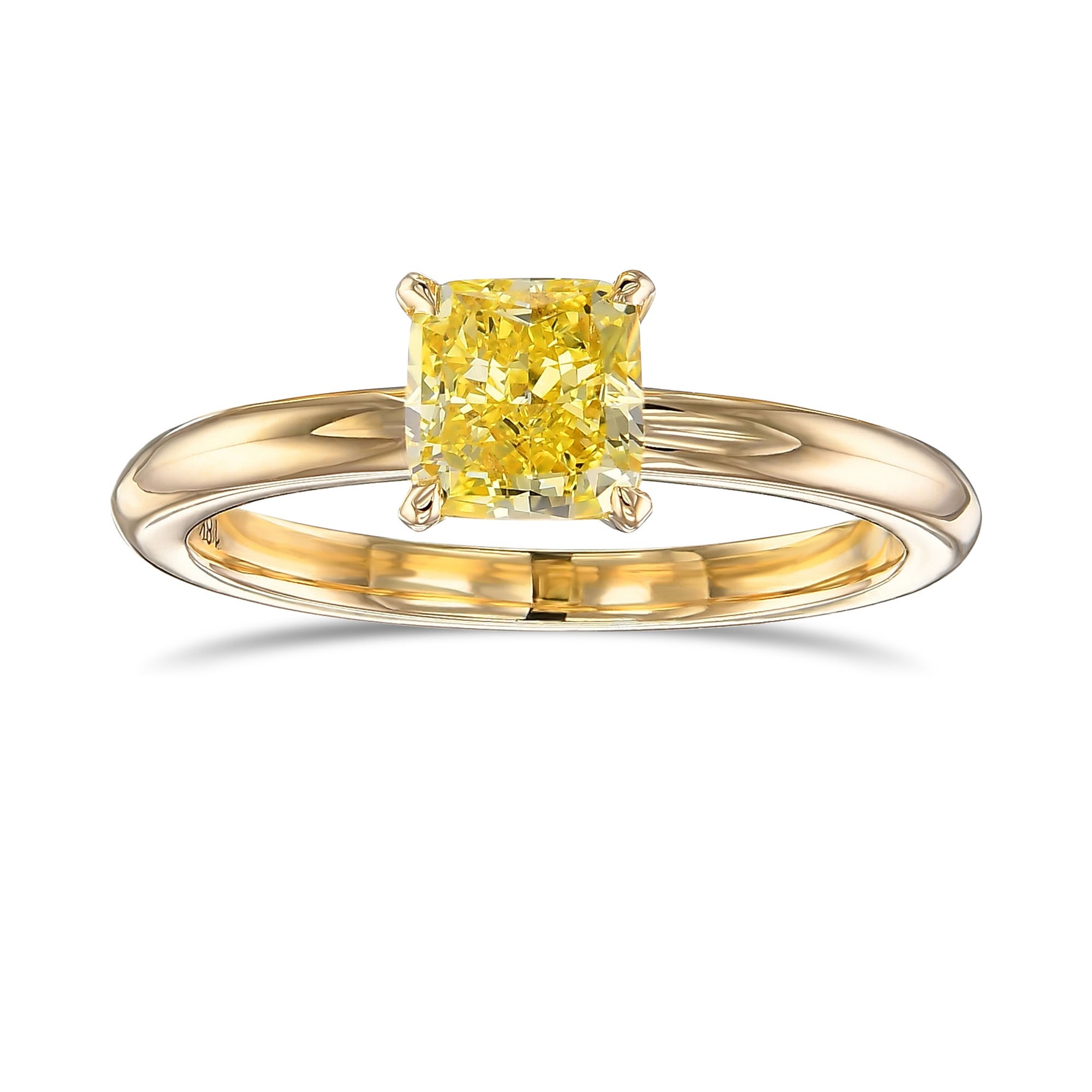Fancy Intense Yellow Cushion Solitaire Ring