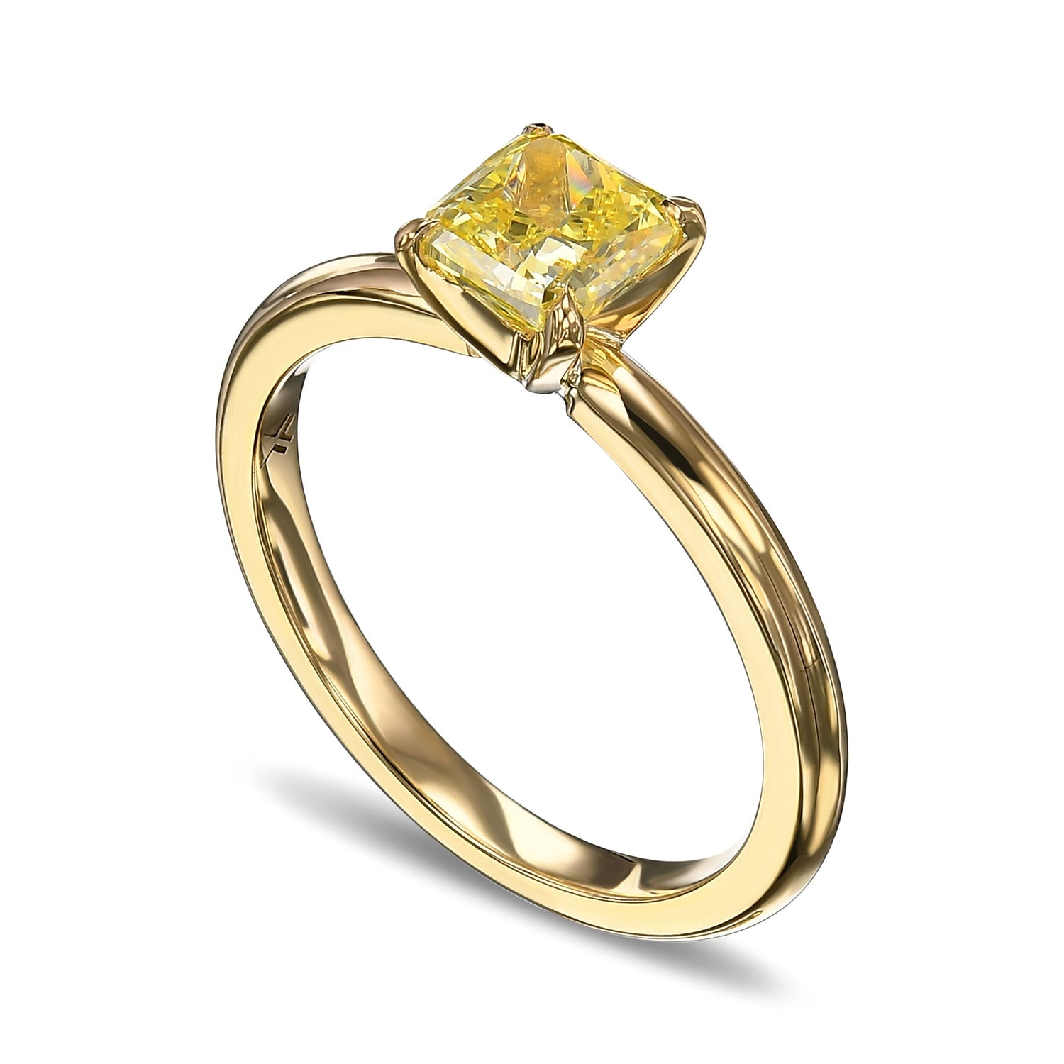 Fancy Intense Yellow Cushion Solitaire Ring