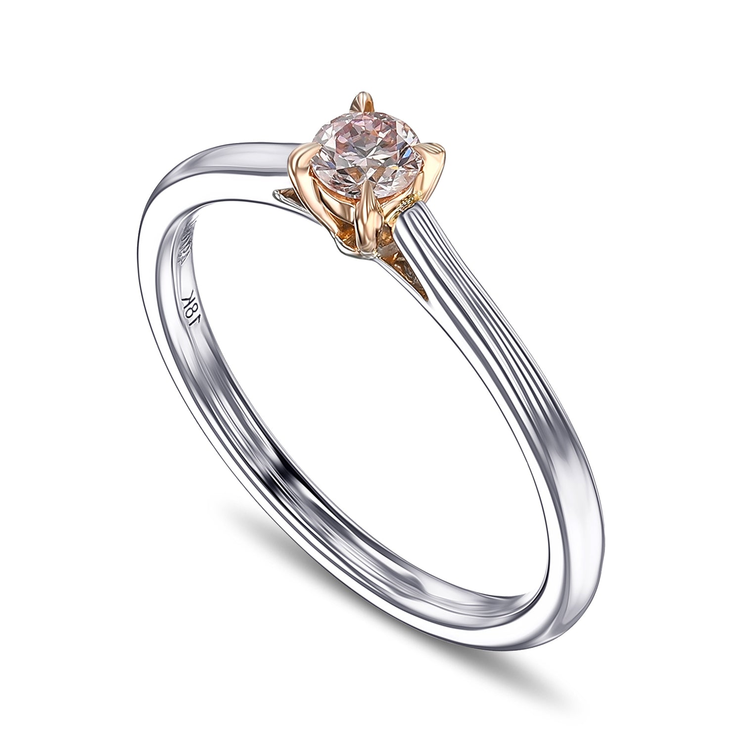 Light Pink Round Solitaire Diamond Ring