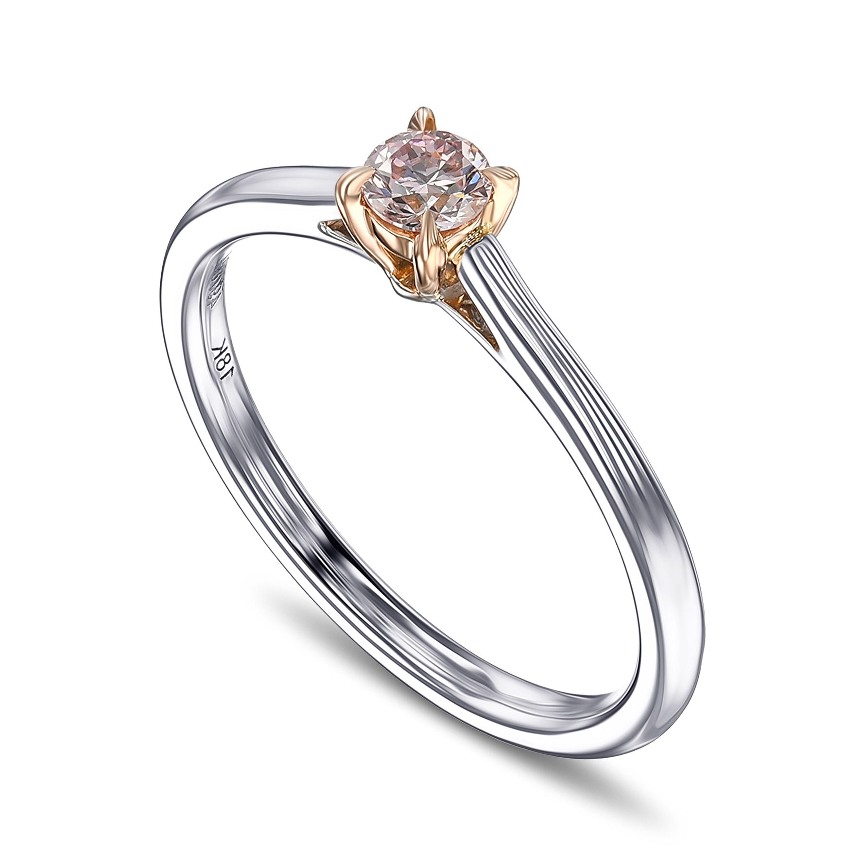 Light Pink Round Solitaire Diamond Ring