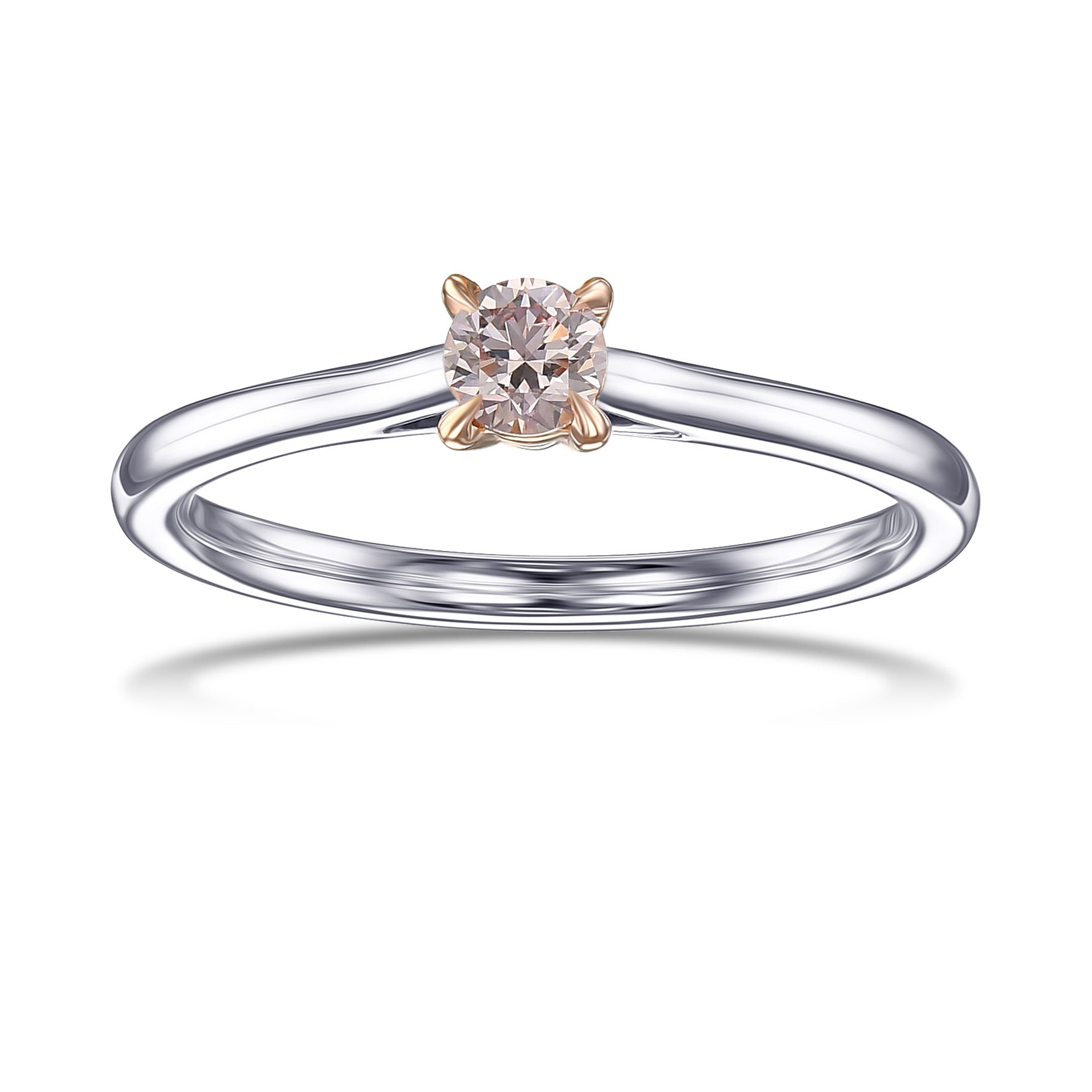 Light Pink Round Solitaire Diamond Ring