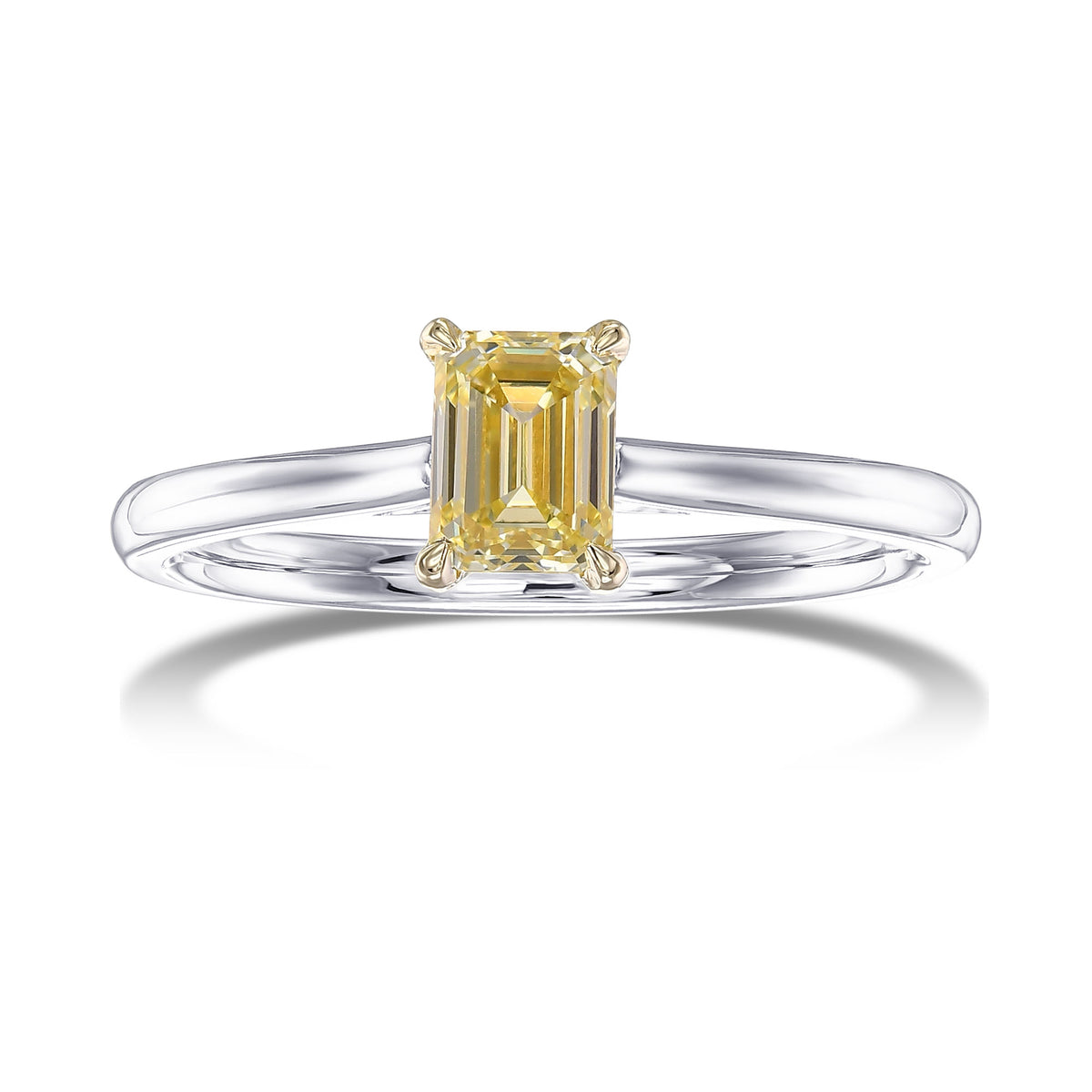 Fancy Light Yellow Emerald Diamond Solitaire Ring