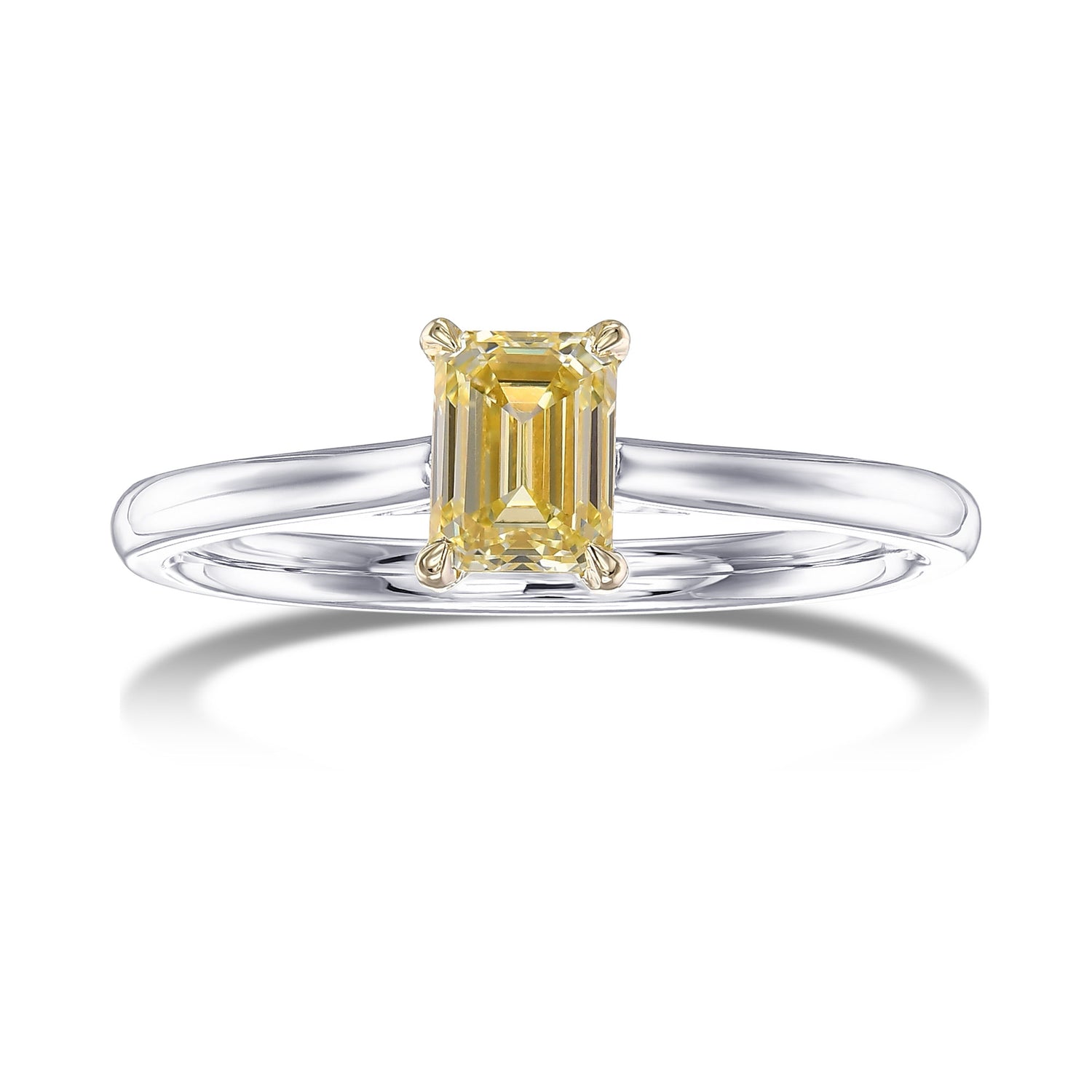 Fancy Light Yellow Emerald Diamond Solitaire Ring