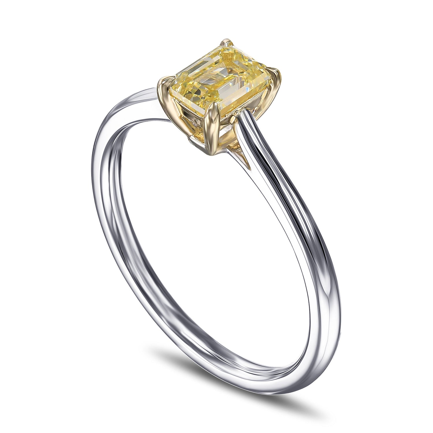 Fancy Light Yellow Emerald Diamond Solitaire Ring