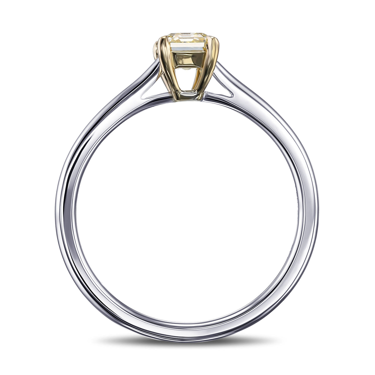 Fancy Light Yellow Emerald Diamond Solitaire Ring