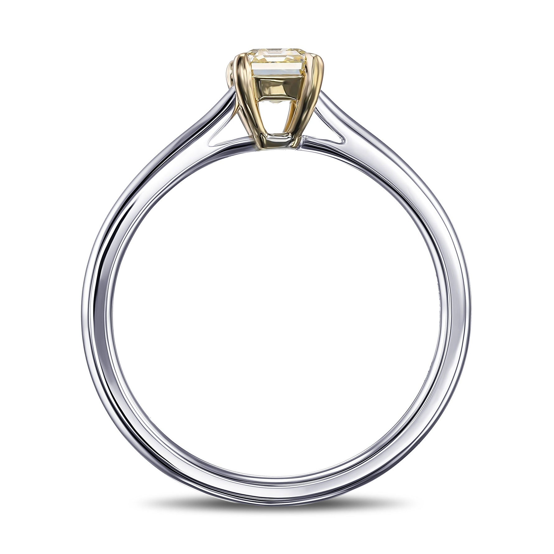 Fancy Light Yellow Emerald Diamond Solitaire Ring