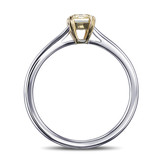 Fancy Light Yellow Emerald Diamond Solitaire Ring