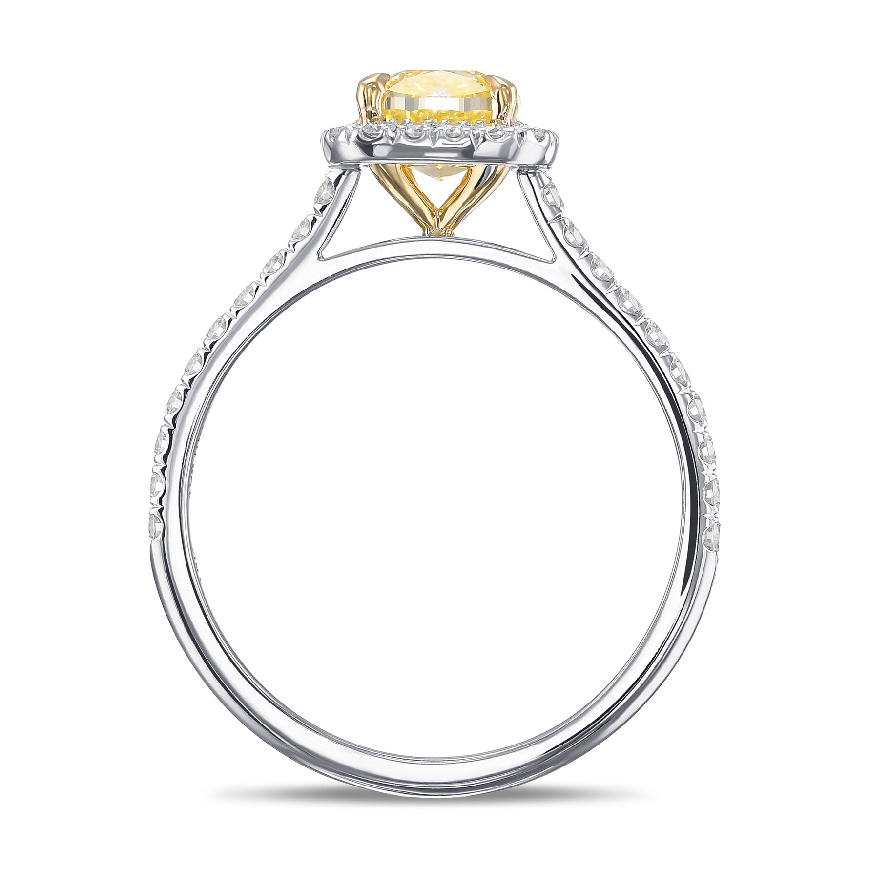 Fancy Intense Yellow Cushion Halo Diamond Ring