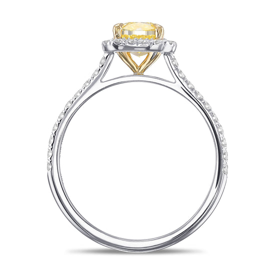 Fancy Intense Yellow Cushion Halo Diamond Ring