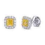 Fancy Intense Yellow Cushion Halo Diamond Earrings