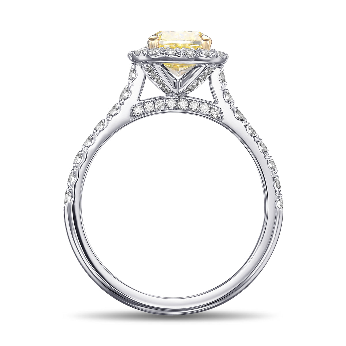 Fancy Yellow Cushion Halo Diamond Ring