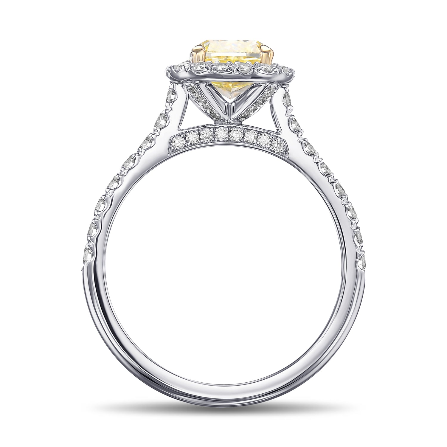 Fancy Yellow Cushion Halo Diamond Ring