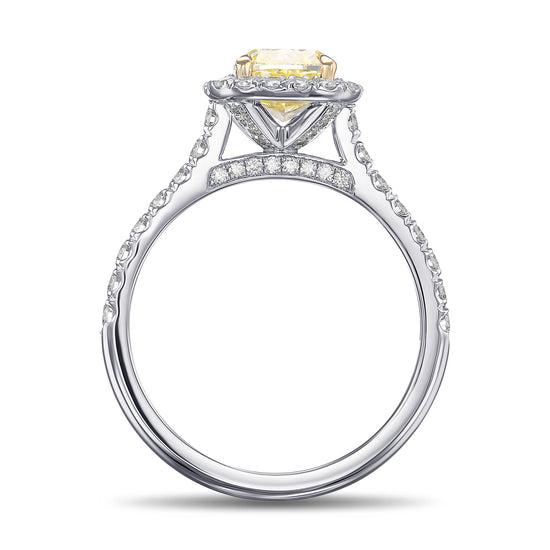 Fancy Yellow Cushion Halo Diamond Ring