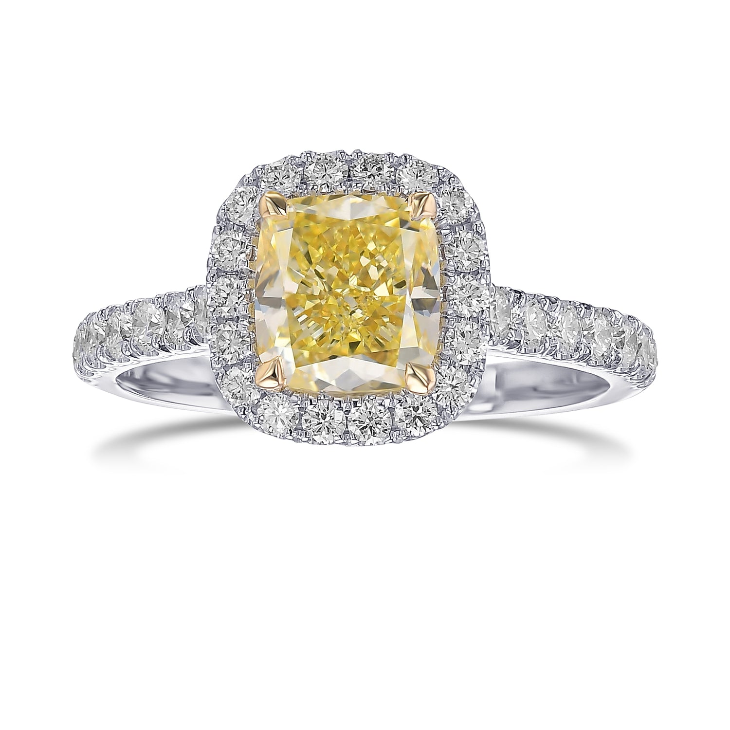 Fancy Yellow Cushion Halo Diamond Ring