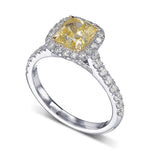 Fancy Yellow Cushion Halo Diamond Ring